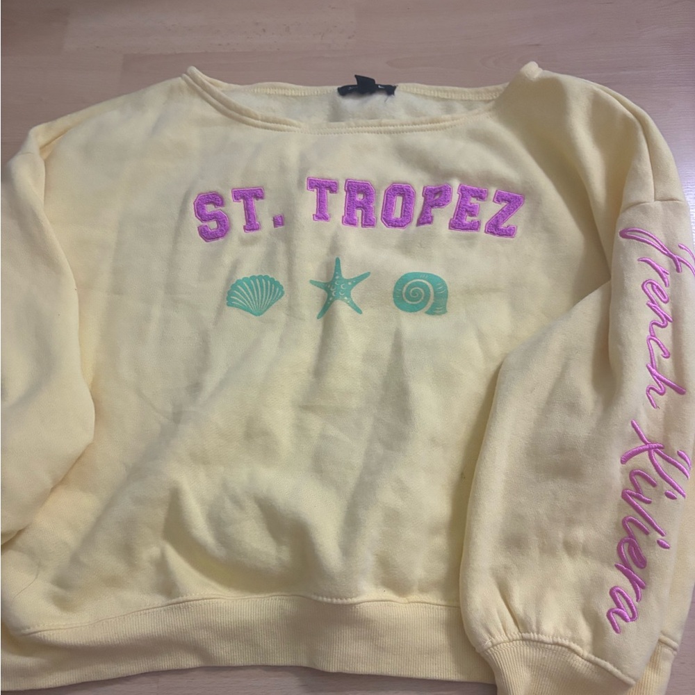 St. Tropez Yellow Sweater with Pink and Green Accents